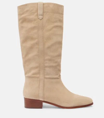 Veronica Beard Suede Knee-high Boots In Neutral