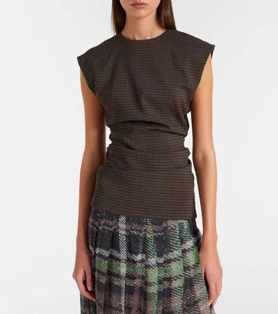 Acne Studios Tanado Checked Wool-blend Top In Brown