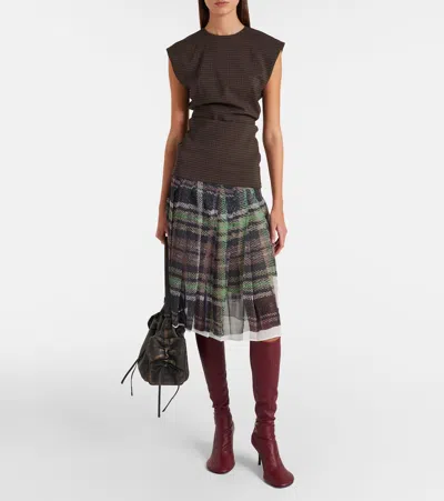 Acne Studios Tanado Checked Wool-blend Top In Brown