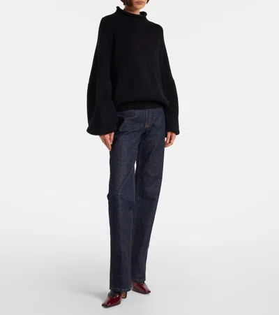 Khaite Nevada 85 Leather Ankle Boots In Black