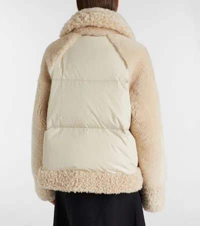 Moncler Gobain Shearling Down Jacket In Neutral