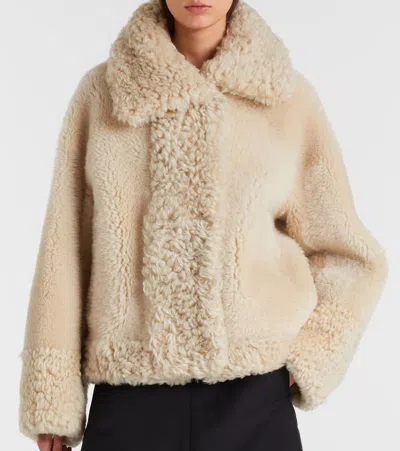 Moncler Gobain Shearling Down Jacket In Neutral