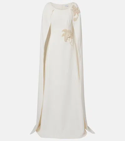 Safiyaa Yuna Faux Pearl-embellished Crêpe Gown In White