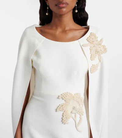 Safiyaa Yuna Faux Pearl-embellished Crêpe Gown In White