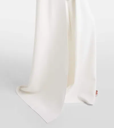 Safiyaa Yuna Faux Pearl-embellished Crêpe Gown In White