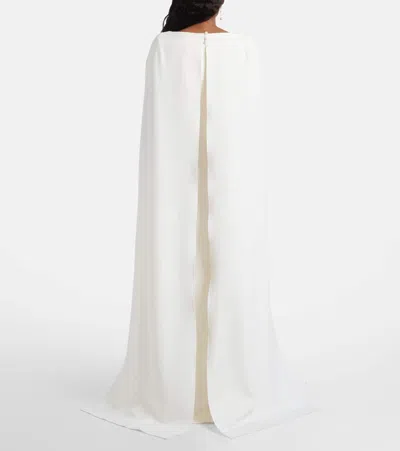 Safiyaa Yuna Faux Pearl-embellished Crêpe Gown In White