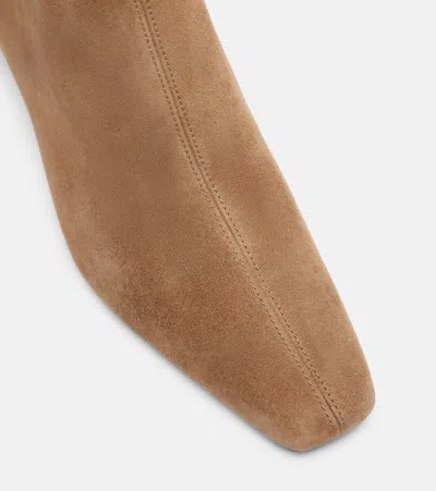 Tory Burch Georgia Suede Ankle Boots With Block Heel In Neutral