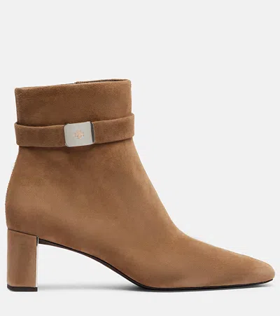 Tory Burch Georgia Suede Ankle Boots With Block Heel In Neutral