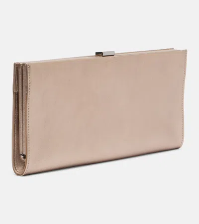 Roger Vivier Pilgrim Small Leather Clutch In Neutral