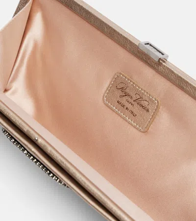 Roger Vivier Pilgrim Small Leather Clutch In Neutral