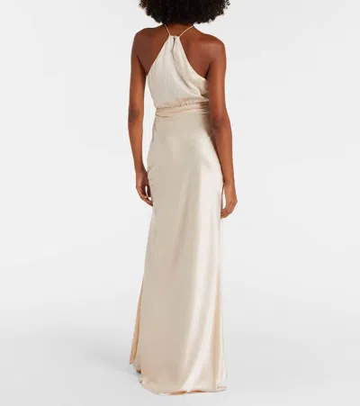 The Sei Halterneck Silk Satin Gown In White