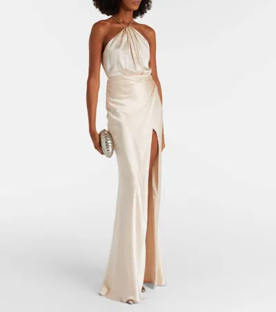 The Sei Halterneck Silk Satin Gown In White
