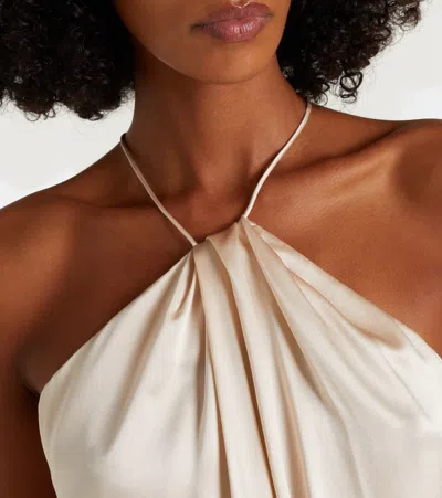 The Sei Halterneck Silk Satin Gown In White