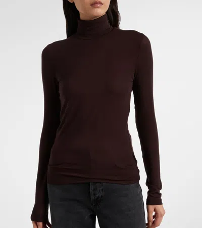 Agolde Pascale Turtleneck Top In Brown