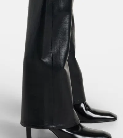 Agolde Mid-rise Leather-blend Bootcut Pants In Black