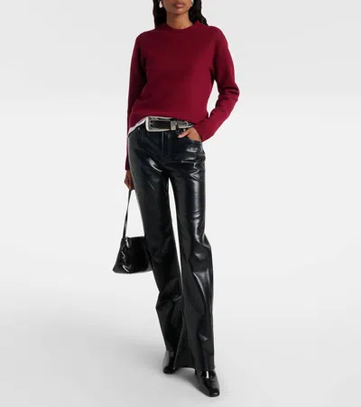 Agolde Mid-rise Leather-blend Bootcut Pants In Black