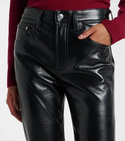 Agolde Mid-rise Leather-blend Bootcut Pants In Black