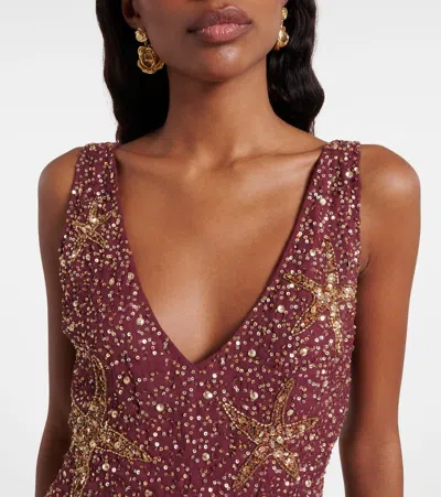 Rixo London Christabel Embellished Minidress In Burgundy