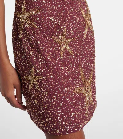 Rixo London Christabel Embellished Minidress In Burgundy