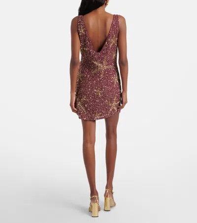 Rixo London Christabel Embellished Minidress In Burgundy