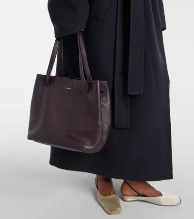 Calvin Klein Collection Nine Small Leather Shopper In Black