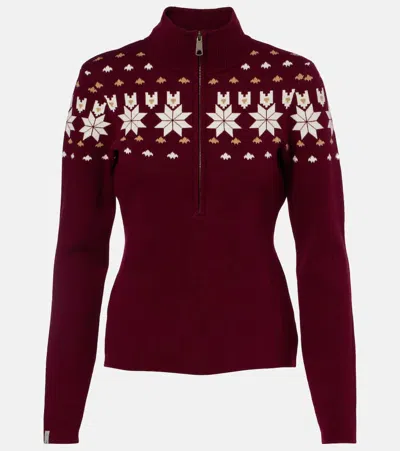 The Upside Le Ski Blanche Half-zip Patterned Ski Top In Burgundy