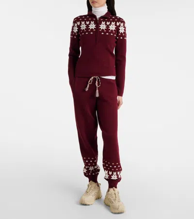 The Upside Le Ski Blanche Half-zip Patterned Ski Top In Burgundy
