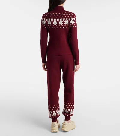 The Upside Le Ski Blanche Half-zip Patterned Ski Top In Burgundy