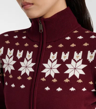 The Upside Le Ski Blanche Half-zip Patterned Ski Top In Burgundy