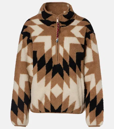 The Upside Harlow Geometric-pattern Half-zip Ski Top In Neutral