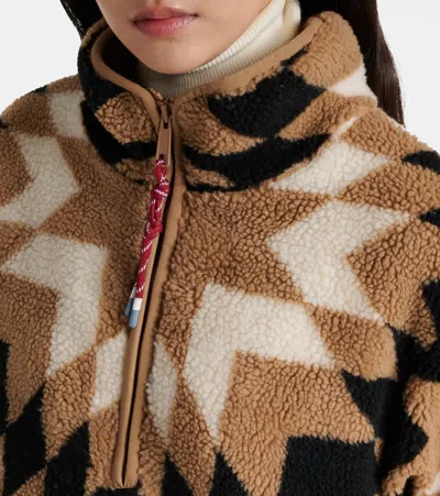 The Upside Harlow Geometric-pattern Half-zip Ski Top In Neutral