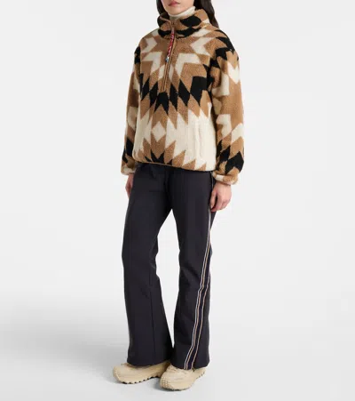 The Upside Harlow Geometric-pattern Half-zip Ski Top In Neutral