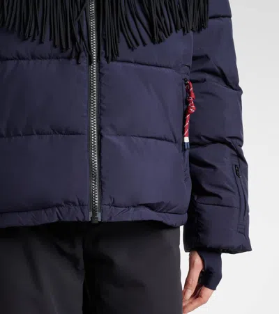 The Upside Hakuba Fox Fringe-detail Quilted Ski Jacket In Blue