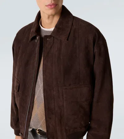 Frame Retro Suede Blouson Jacket In Brown