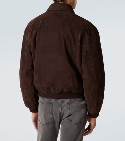 Frame Retro Suede Blouson Jacket In Brown