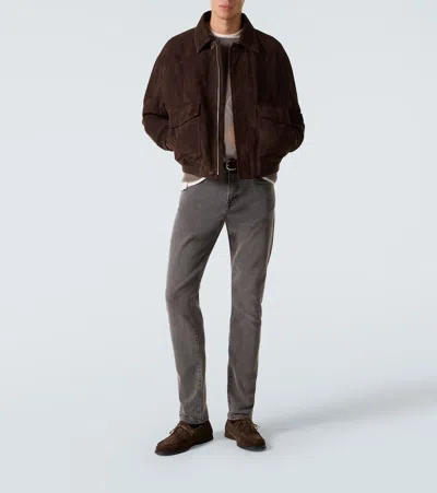 Frame Retro Suede Blouson Jacket In Brown