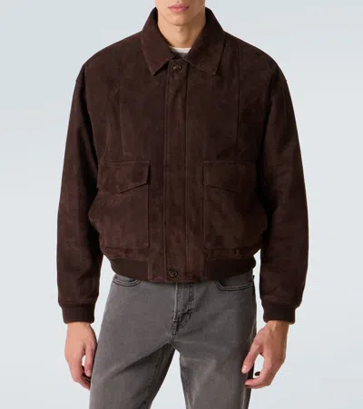 Frame Retro Suede Blouson Jacket In Brown