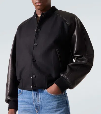 Givenchy Leather-trimmed Wool Bomber Jacket In Brown