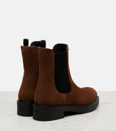 Prada Suede Chelsea Boots In Brown