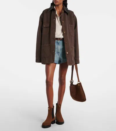 Prada Suede Chelsea Boots In Brown