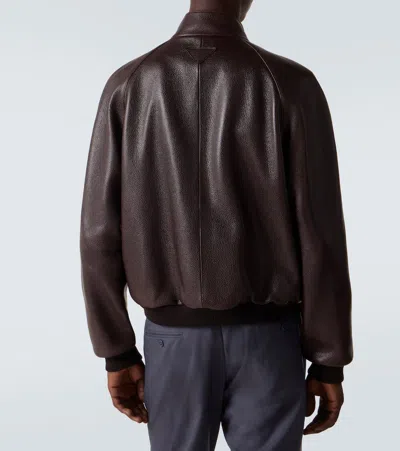 Prada Leather Jacket In Brown
