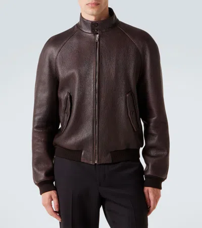 Prada Leather Jacket In Brown