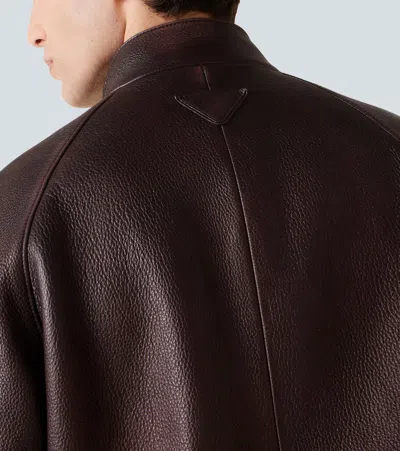 Prada Leather Jacket In Brown