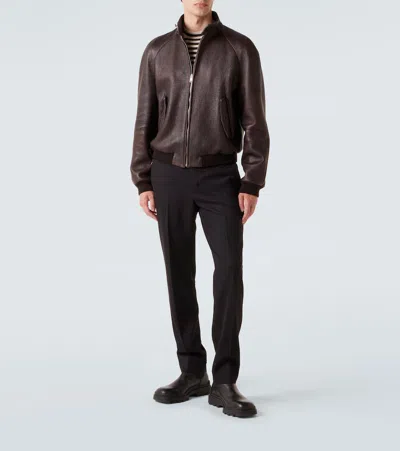 Prada Leather Jacket In Brown