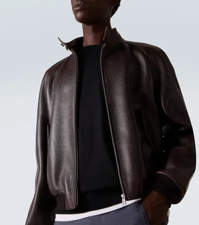 Prada Leather Jacket In Brown