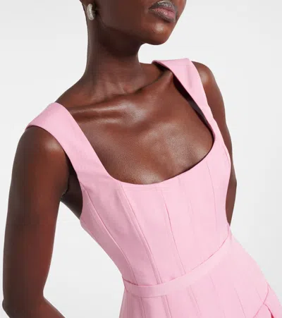 Rebecca Vallance Amaro Pleated Taffeta Corset Gown In Pink