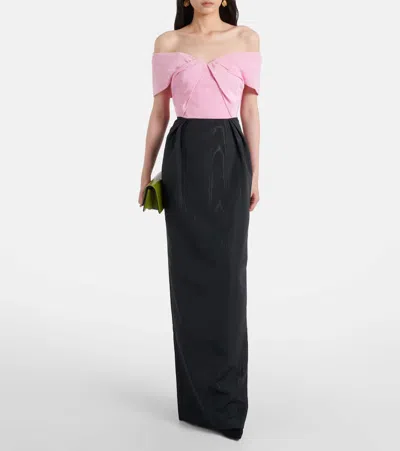 Rebecca Vallance Amaro Off-the-shoulder Taffeta Maxi Dress In Black