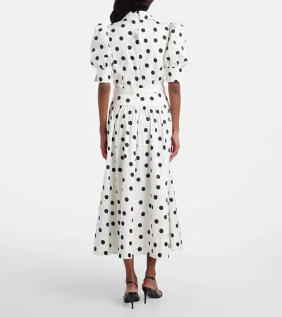 Rebecca Vallance Maisie Polka-dot Cotton-blend Midi Dress In White