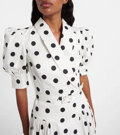 Rebecca Vallance Maisie Polka-dot Cotton-blend Midi Dress In White