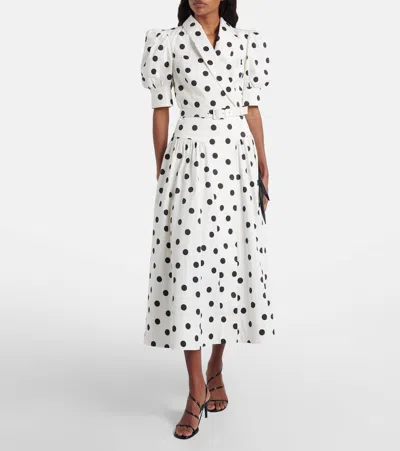 Rebecca Vallance Maisie Polka-dot Cotton-blend Midi Dress In White